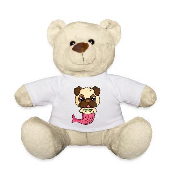 Mops als Meerjungfrau - Teddy - Weiß - Vorne