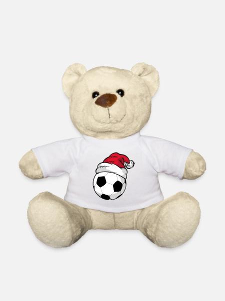 Fußball Weihnachten Weihnachtsmütze - Teddy - Weiß