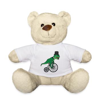T-Rex on bike Dino - Teddy Bear - white - Front