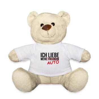  ICH LIEBE AUTO Design - T-Shirt für Autofans - Teddy - Weiß - Vorne