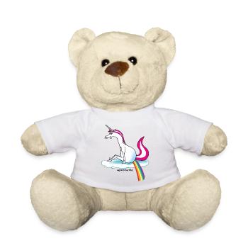 Unicorn pooping rainbow - Einhorn pupst Regenbogen - Teddy Bear - white - Front