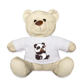 Le panda câlin grignote le donut - Nounours - blanc - Devant