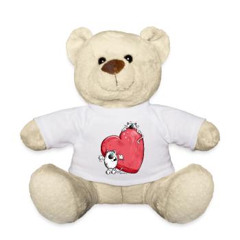 Chats avec un grand coeur rouge - Nounours - blanc - Devant