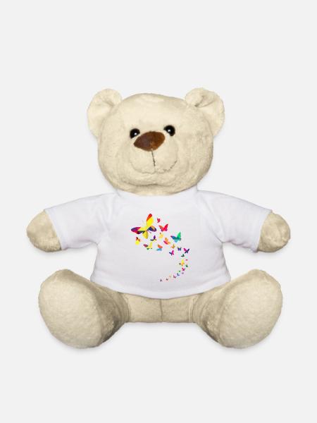 Papillons en vol géométrique - Nounours - blanc