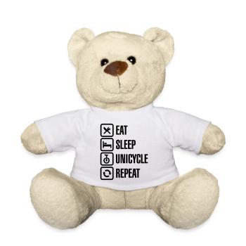 Eat sleep unicycle repeat unicycling circus clown - Teddy Bear - white - Front