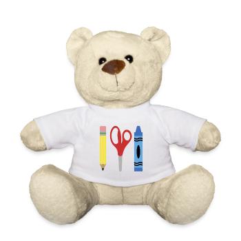SCHULSACHEN STIFT SCHERE MARKER - Teddy - Weiß - Vorne