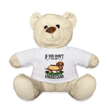 Dackel Hotdog mit Banner - Teddy - Weiß - Vorne