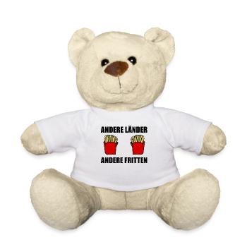 Pommes Fritten Spruch Geschenk - Teddy - Weiß - Vorne