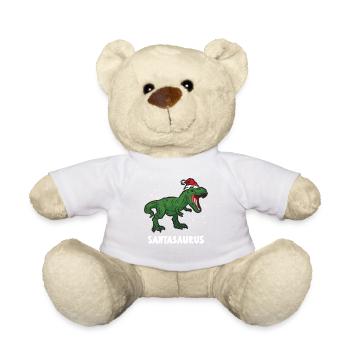 SANTASAURUS dino dinosaur Christmas humor - Teddy Bear - white - Front