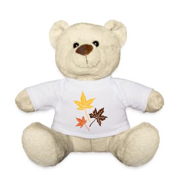 Les feuilles d'automne. Érable, été indien. Canada - Nounours - blanc - Devant