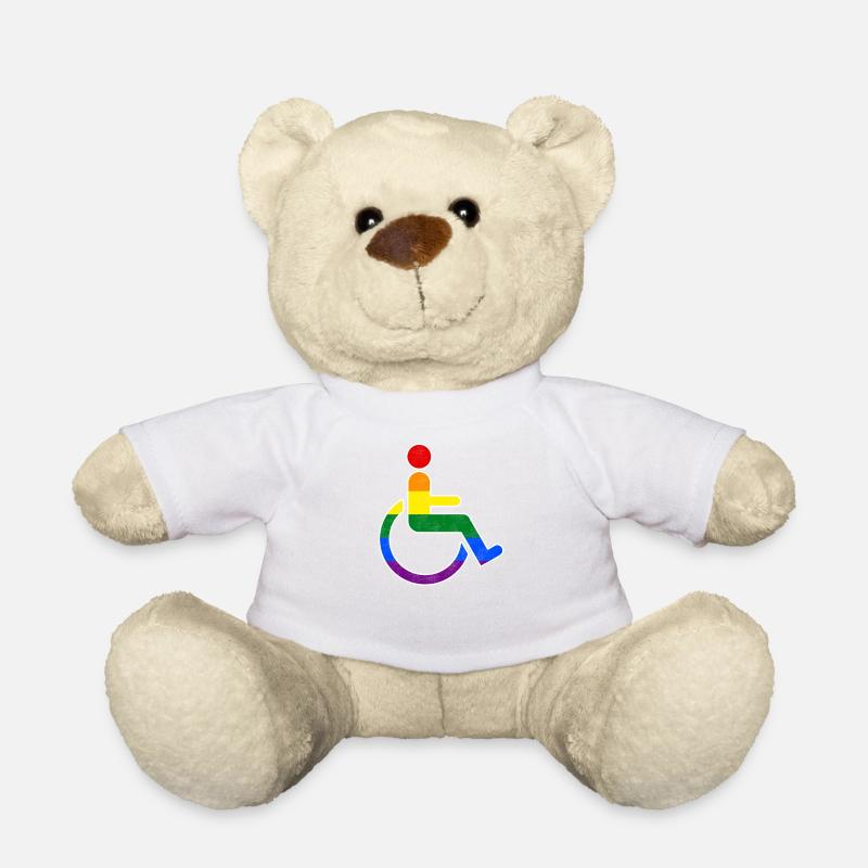 Lustiges Schwuler Rollstuhlfahrer Regenbogen Shirt - Teddy - Weiß