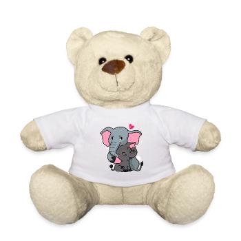 Éléphant de famille aimante - Nounours - blanc - Devant