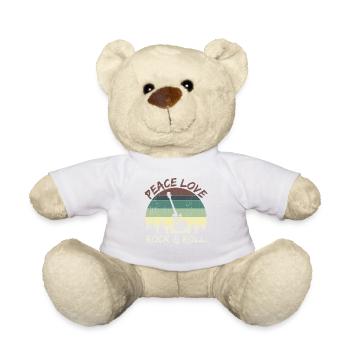 Peace Love Rock And Roll Guitar Retro - Teddy Bear - white - Front