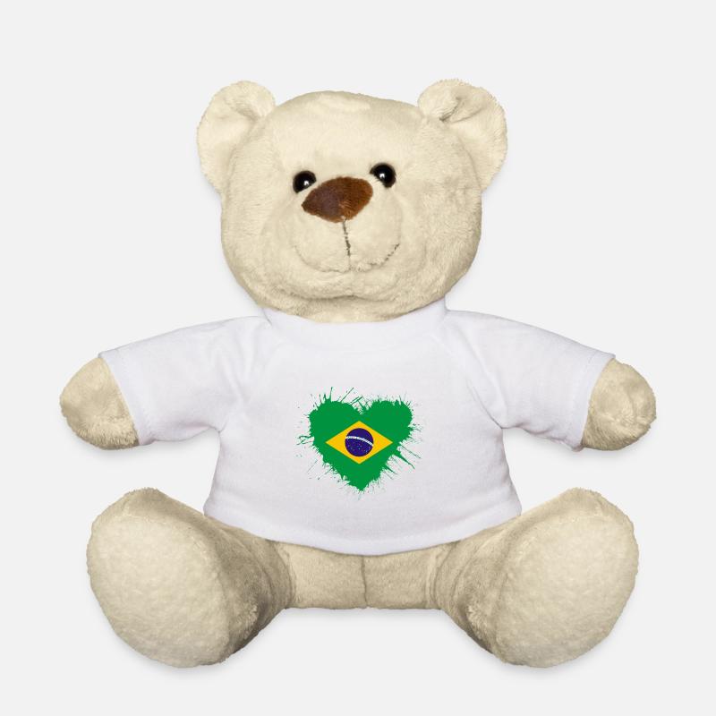 Brazil heart flag - Teddy Bear - white