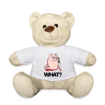 Blutiger Messer-Pig mit schwarzem Humor - Teddy - Weiß - Vorne