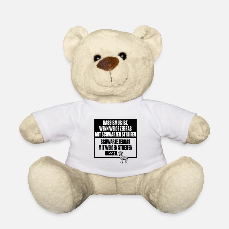 Rassismus Einfach Erklärt Mit Zebra Streifen - Teddy - Weiß