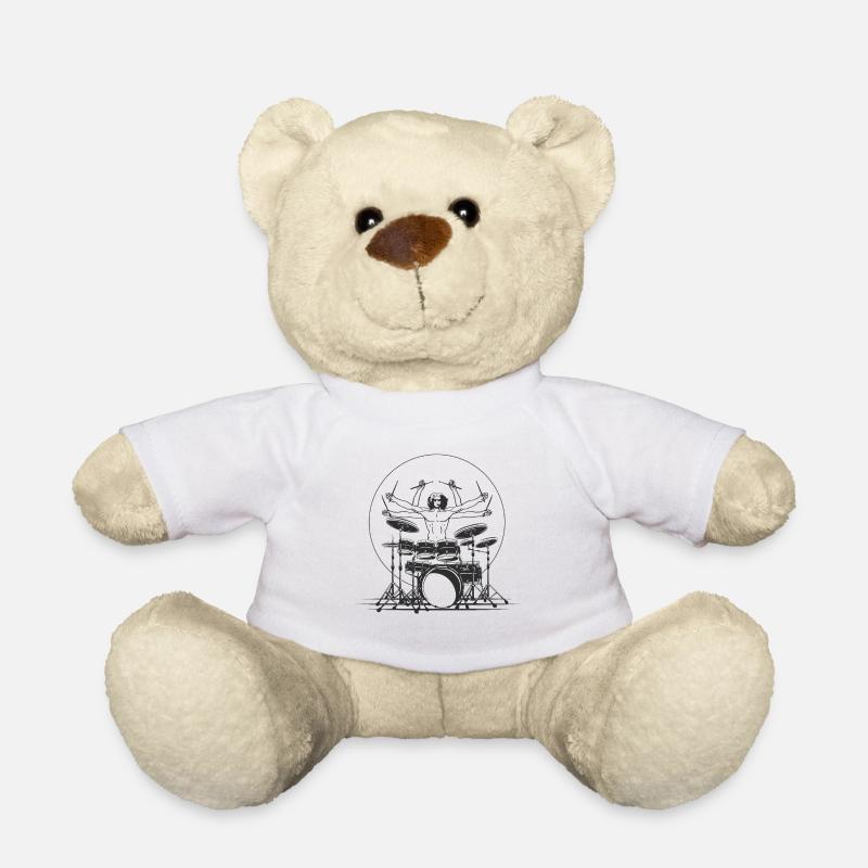 Batteur Drummer Davinci Percussionniste musicien - Nounours - blanc