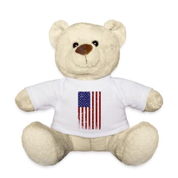 Retro Vintage Vertical American Flag - Teddy Bear - white - Front