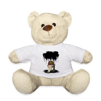 Sad girl black cloud depression - Teddy Bear - white - Front