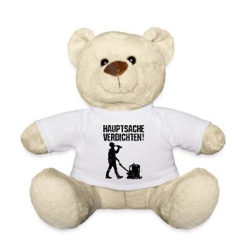 Bauarbeiter Bier Spruch Hauptsache verdichten - Teddy - Weiß - Vorne