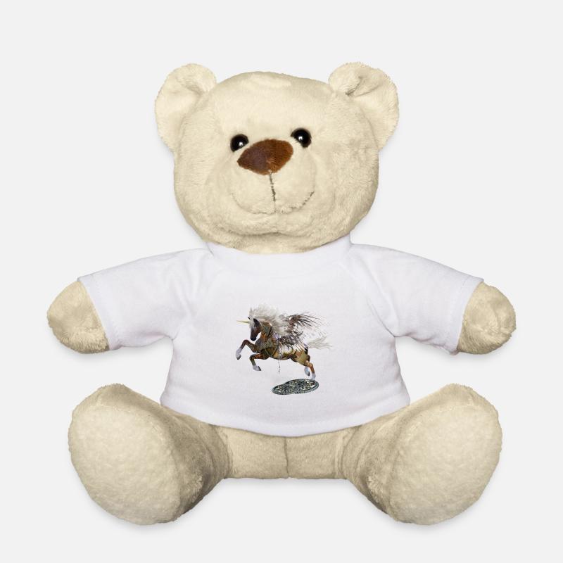 Wunderbares Steampunk-Einhorn mit Pilzen - Teddy - Weiß