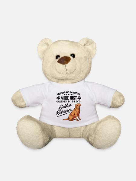 Golden Retriever Dog on Black - Teddy Bear - white