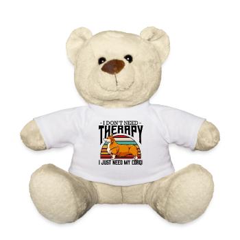 Retro Corgi in Sunset Stripe - Teddy Bear - white - Front