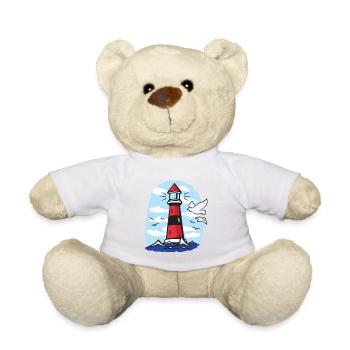 Leuchtturm mit Möwen - Teddy - Weiß - Vorne