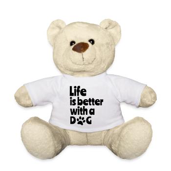 Das Leben ist besser mit einem Hund, Hunden, Tier 001 - Teddy - Weiß - Vorne