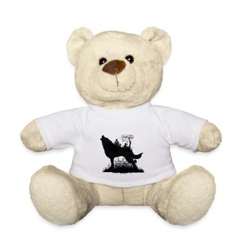 Awesome wolf with fairy at night - Teddy Bear - white - Front