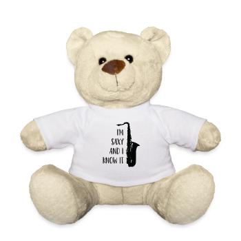 Saxophon, Sax Design - Ich bin Saxy und ich weiß es - Teddy - Weiß - Vorne