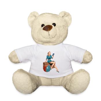 Pin Up girl auf Reisen - retro, american style - Teddy - Weiß - Vorne