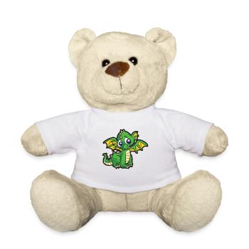 Süßer grüner Baby Drache Kinder Cartoon Humor - Teddy - Weiß - Vorne