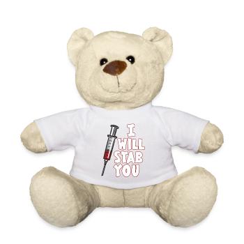Je vais vous poignarder seringue médical infirmière humour - Nounours - blanc - Devant