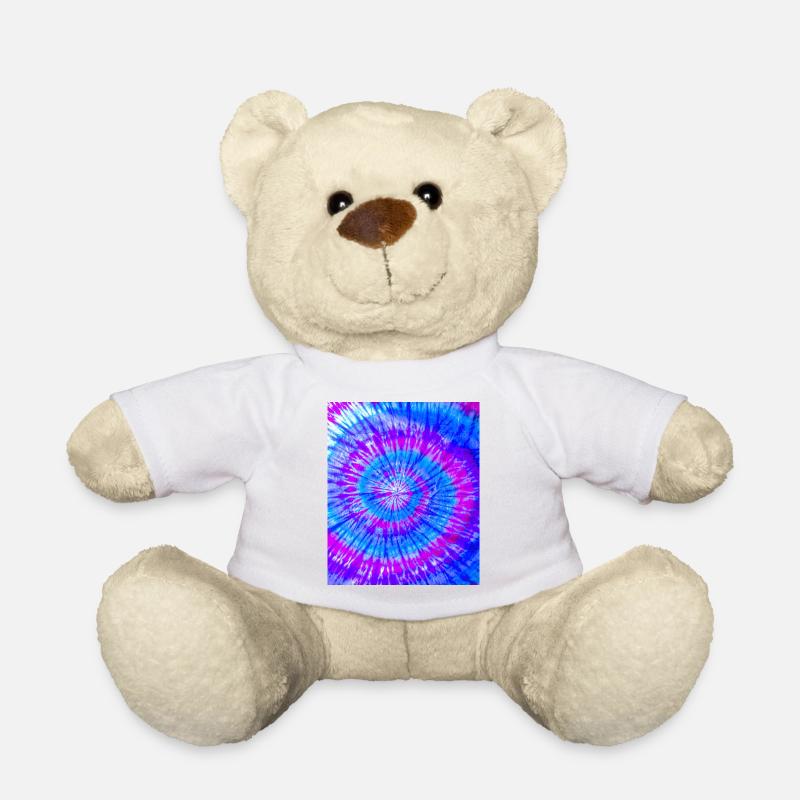 Motif abstrait coloré Batik Violet Bleu - Nounours - blanc