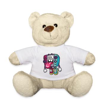 Gamer Humor Lustiger Cartoon Comic Controller - Teddy - Weiß - Vorne