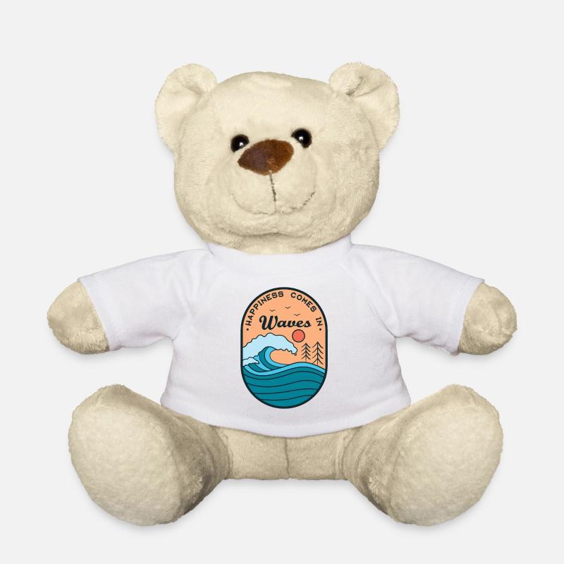 Waves Landscape Nature Surfing Holiday Gift - Teddy Bear - white