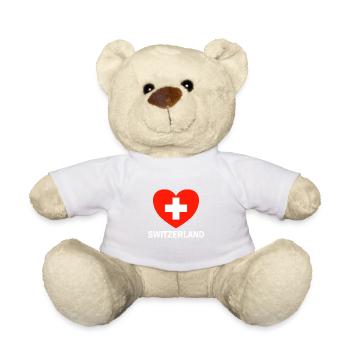 Schweiz Schweizer Geschenk Shirt - Teddy - Weiß - Vorne