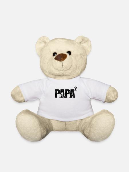 Papa hoch 2 Schwanger Geschenk Papa Zwillinge - Teddy - Weiß