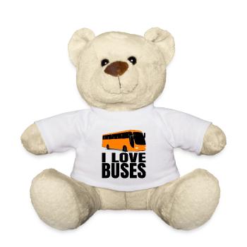 Bus bus driver birthday gift idea men - Teddy Bear - white - Front