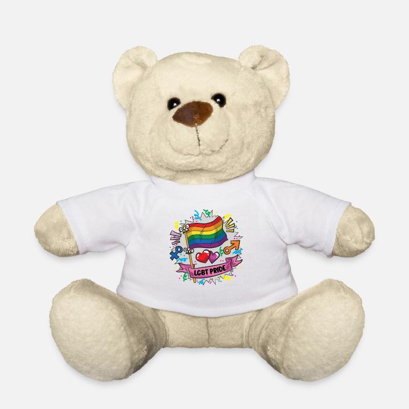 Drapeau arc-en-ciel LGBT PRIDE fier coloré coloré - Nounours - blanc