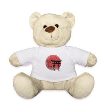 Temple Japon avec soleil rouge et bambou - Nounours - blanc - Devant