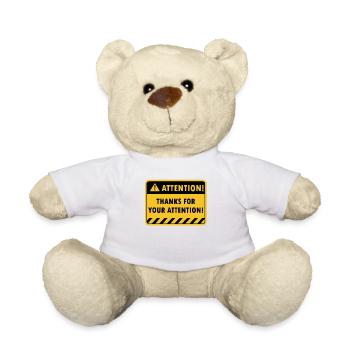 Fun Warning Sign Attention Funny Funny - Teddy Bear - white - Front