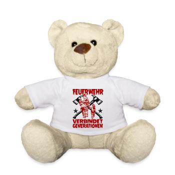 Feuerwehr Großfamilie Papa und Sohn - Teddy - Weiß - Vorne