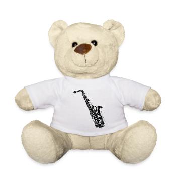 Saxophone - Musique - Orchestre - La musique c'est la vie - Nounours - blanc - Devant