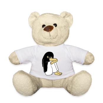 Fille assise triste - Nounours - blanc - Devant