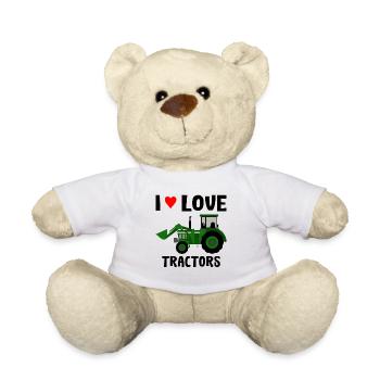 Tracteurs garçon agriculteur cadeau anniversaire - Nounours - blanc - Devant