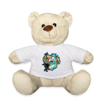japanese wolf art - Teddy Bear - white - Front