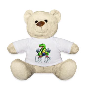 Leg Day Squat T-Rex Weight Lifter Barbell Gym Trai - Teddy Bear - white - Front