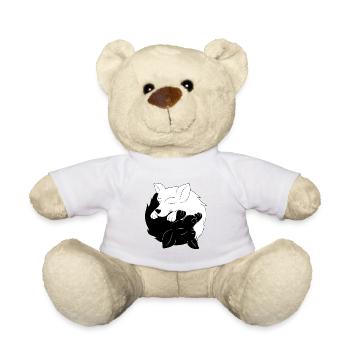 Ying & Yang Dogs Asia Love Meditation Gift - Teddy Bear - white - Front